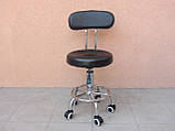 Стілець для майстра манікюру та педикюру зі спинкою чорний, фото 3