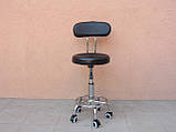 Стілець для майстра манікюру та педикюру зі спинкою чорний, фото 4