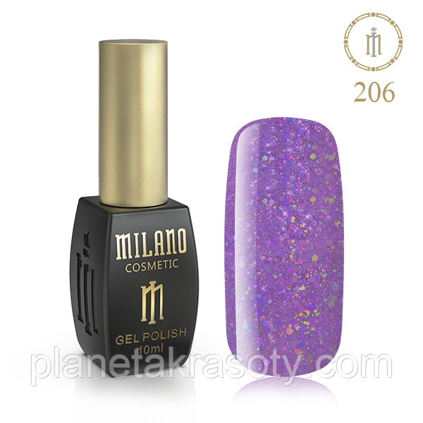 Гель Лак MILANO 10ml № 206 (Блиск Іскра)