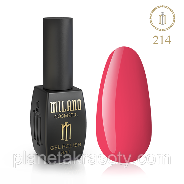 Гель Лак MILANO 8 Мл № 214 (Яскравий Глибоководний Корал), фото 1