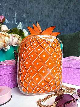 Сумка жіноча силіконова Ананас з ремінцем ланцюжком у різних кольорах Luna