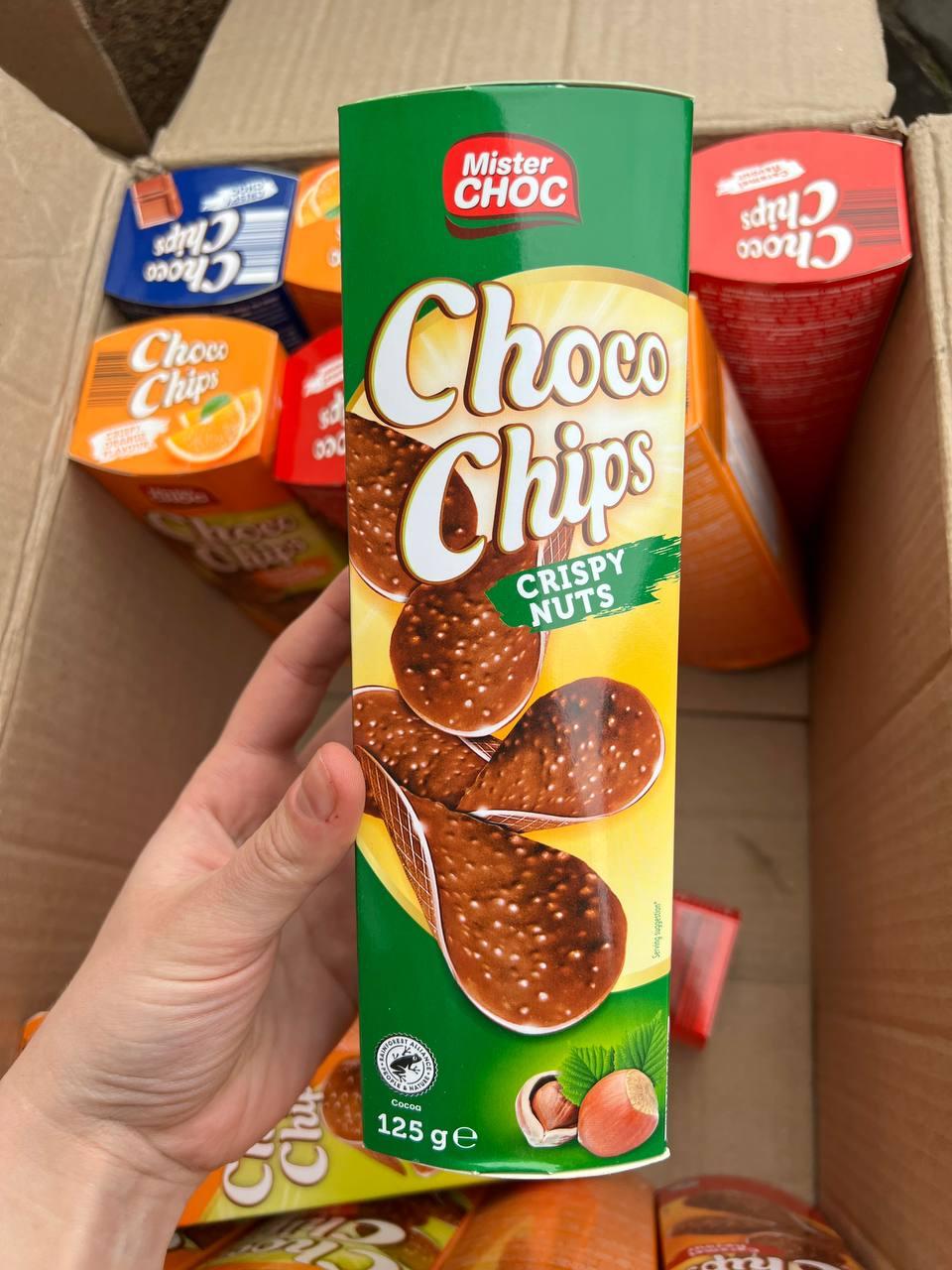 Шоколадні Чіпси з горіхом Mister Choco Crip Nuts 125g, фото 1