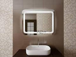 Прямокутне дзеркало з заокругленими краями без рами з фронтальною LED підсвіткою