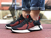 Мужские кроссовки Adidas Адидас Черно-белые с красным Сетка РАЗМЕР 44 (27,5см)