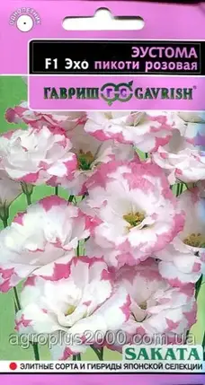 Насіння Еустома Ехо Пікоті рожева F1, 5 насінин Гавриш, фото 2