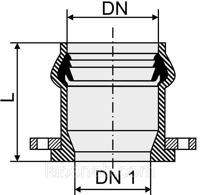 Патрубок НПВХ фланець-розтруб