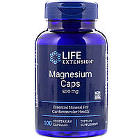 Магний, Magnesium, Life Extension, 500 мг, 100 вегетарианских капсул