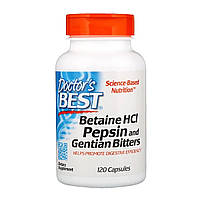 Бетаин HCL и Пепсин, Betaine HCL & Pepsin, Doctor's Best, 120 капсул Киев