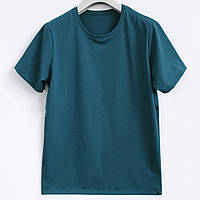 Чоловіча футболка синьо-зеленого кольору Аквамарин однотонна базова класична без малюнка, бавовна, ТМ Ladan 46