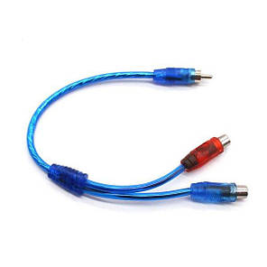 Аудіокабель перехідник-сплітер Alitek RCA Male — 2 x RCA Female, Red/Blue, фото 3