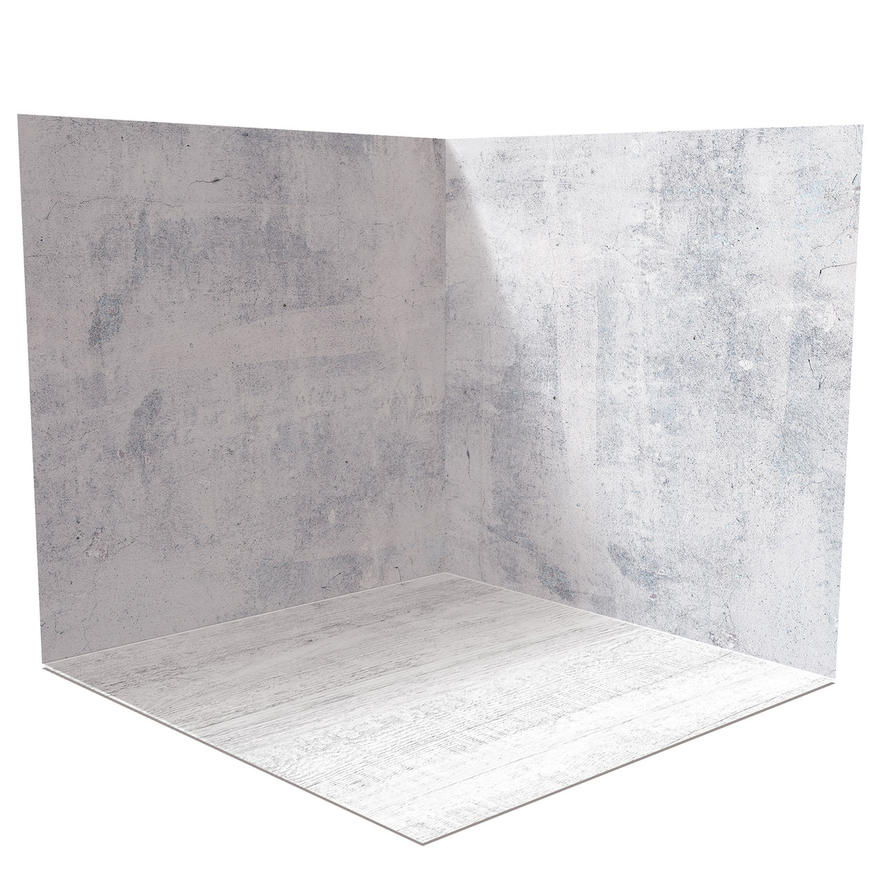 Вініловий фон 3D кутовий, світла потерта стіна, підлога біла дошка і блакитне дерево, 50×50 см, №58028, фото 1