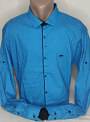 Сорочка чоловіча Paul Smith vd-0047 бірюзова батальна в принт стрейч коттон трансформер Туреччина 4XL