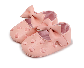 Пінетки-туфлі для дівчинки святкові Серце рожеві 11 см