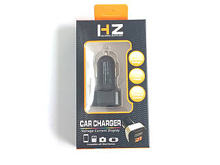 USB зарядка в прикуриватель с вольтметром HZ HC1/9001 CAR CHARGER 2.4A USBx2