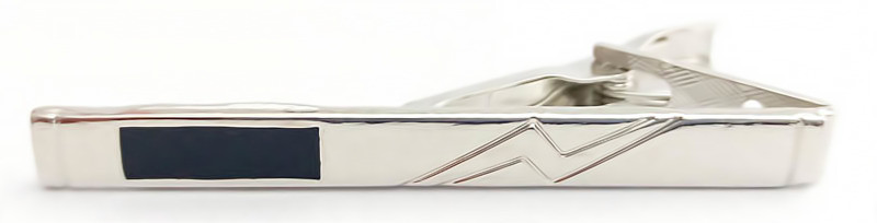 Затискач для краватки. Родій. Довжина: 6.3 см Ширина: 7 мм