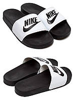 Мужские кожаные летние шлепанцы сланцы Nike (Найк) White, Летние мужские белые шлепки. Мужская обувь