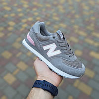 Женские летние кроссовки New Balance 574 серые замшевые с сеткой весение кроссовки нюбеланс