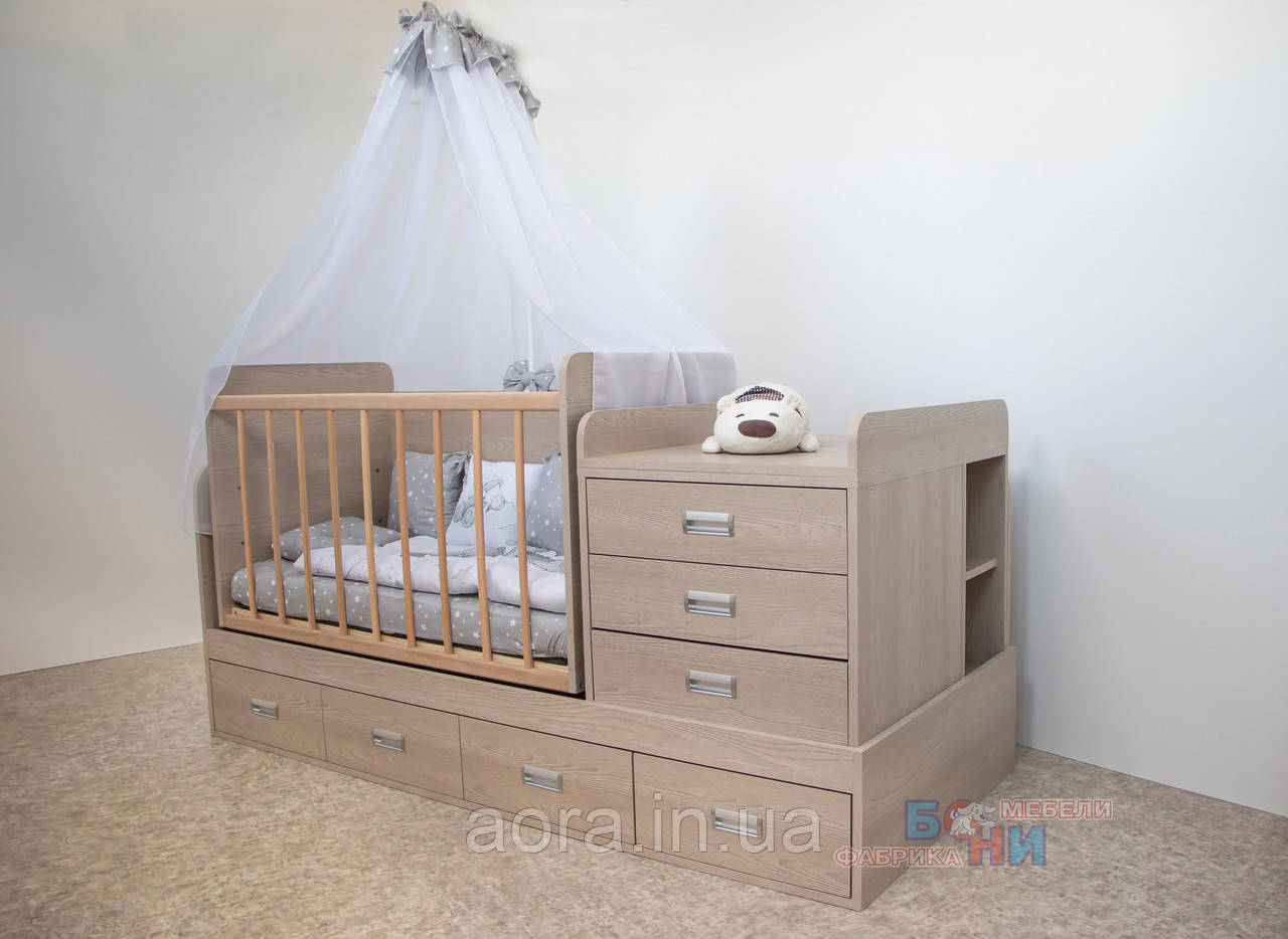 Дитяче ліжко-трансформер "Діана" (Ясен Королівський Світлий, 18мм), фото 1