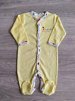 Комбинезон для новорожденных ПОЛЬША хлопок 0-24 месяца, человечки, для грудничков, для детей 68 желтый