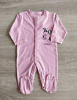 Комбинезон для новорожденных ПОЛЬША хлопок 0-24 месяца, человечки, для грудничков, для детей 68 розовый Rock