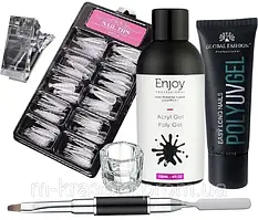 Набори для нарощування полигелем ,акригелем ,фастгелем,акрилатиком