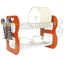 Сушарка для посуду Bohmann BH-7314B настільна 2-х ярусна з піддоном хромована