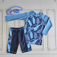 Дитячий синій сонцезахисний купальний костюм Кит