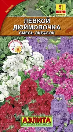 Насіння Левкой карликовий махровий Дюймовочка Суміш забарвлень 0,1 грама Аеліта, фото 1