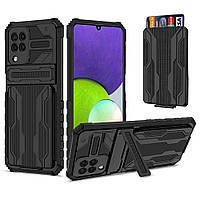 Протиударний чохол для Samsung Galaxy M22 чорний з підставкою і слотом для карт