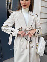 Тренч плащ міді жіночий демісезонний стильний на підкладці з поясом та кишенями різні кольори Gld1808, фото 5