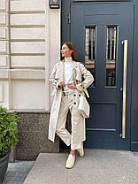 Тренч плащ міді жіночий демісезонний стильний на підкладці з поясом та кишенями різні кольори Gld1808, фото 4