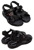 Чоловічі літні шкіряні босоніжки Antec Black. Чоловічі шкіряні схили, босоніжки чорні, чоловіче взуття