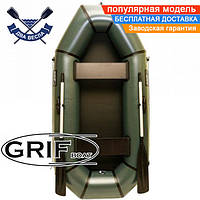 Надувная лодка Grif GH-250L двухместная гребная лодка ПВХ Гриф без настила с поворотными уключинами