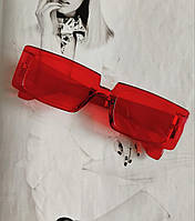 Солнцезащитные очки прямоугольные в широкой оправе Красный
