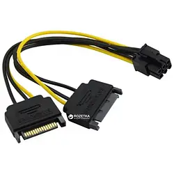 Кабель живлення відеокарт VALUE S0409 ATX 6pin - 2 x SATA 15pin 20 см