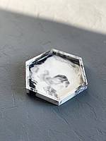 Гипсовая подставка Сота в технике Marble, фото реквизит для предметной съемки 11.7см, 1.3см Мрамор чёрный