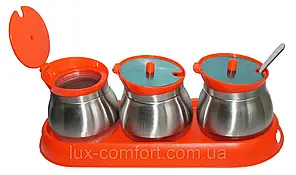 Набір для спецій Frico FRU-127 orange 3 посудин з ложками - Lux-Comfort