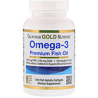 Омега-3 Рыбий жир для сердца, 2000 мг Omega-3 Premium, California Gold Nutrition 100 шт.