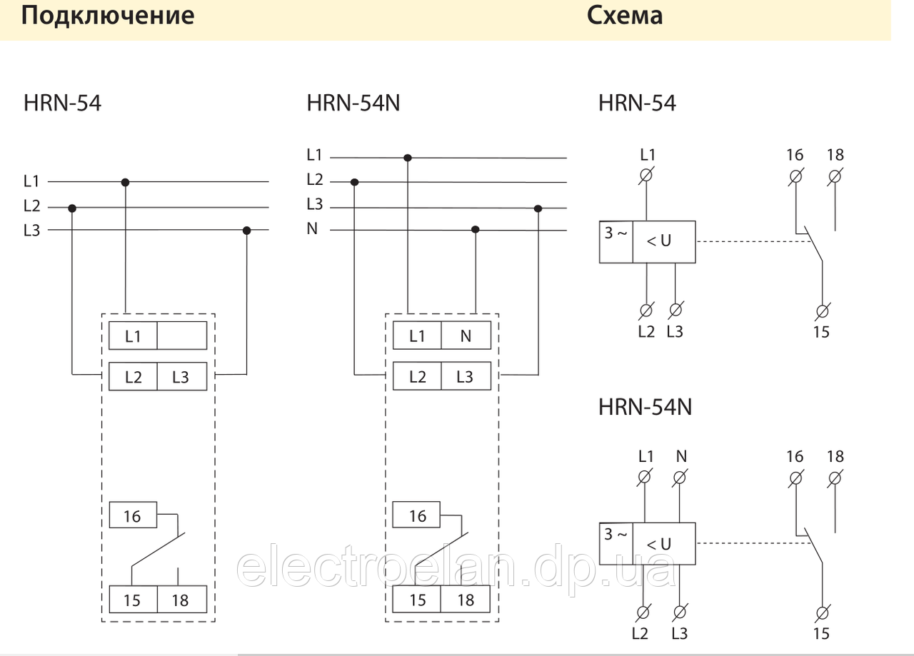 Реле контроля напряжения HRN-54 AC 3x400 V - фото 2 - id-p1610492583