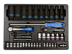 Набір головок глуб. ударн.+Е-1/2 головки" і 1/4" головки/трещітка KING TONY 9-7540MR (Тайвань)