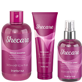 Набір для відновлення волосся Inebrya SheCare Kit (shmp/300ml + h/spray/200ml + mask/250ml)