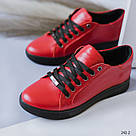 Червоні шкіряні жіночі кеди 36-41, фото 3