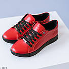 Червоні шкіряні жіночі кеди 36-41, фото 5