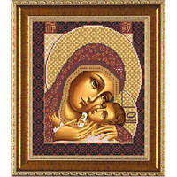 Набор для вышивки бисером "Корсунская икона Божией Матери" Богородица частичная выкладка 26х31 см