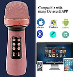 Караоке мікрофон Wster WS-898 Оригінал (USB, microSD, AUX, FM радіо, Bluetooth 5.0) — Рожевий, фото 6
