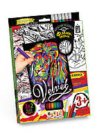 Набор для творчества, бархатная раскраска фломастерами, "Velvet",Лев/Слон/Машина, (3+) VLV-01-08 Danko toys
