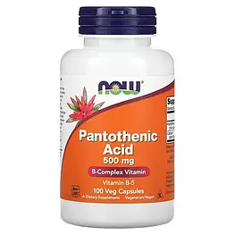 Pantothenic Acid 500 мг Now Foods 100 капсул