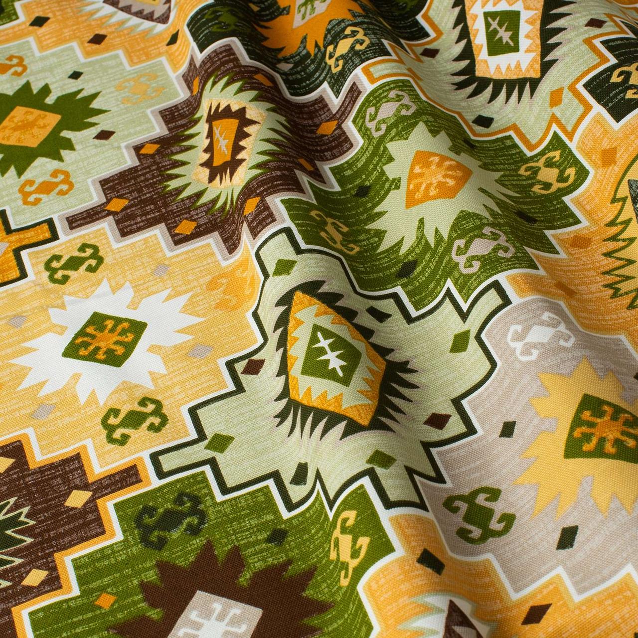 Декоративні тканини мозаїка жовта з зеленим тефлон Туреччина 88275v9, фото 1