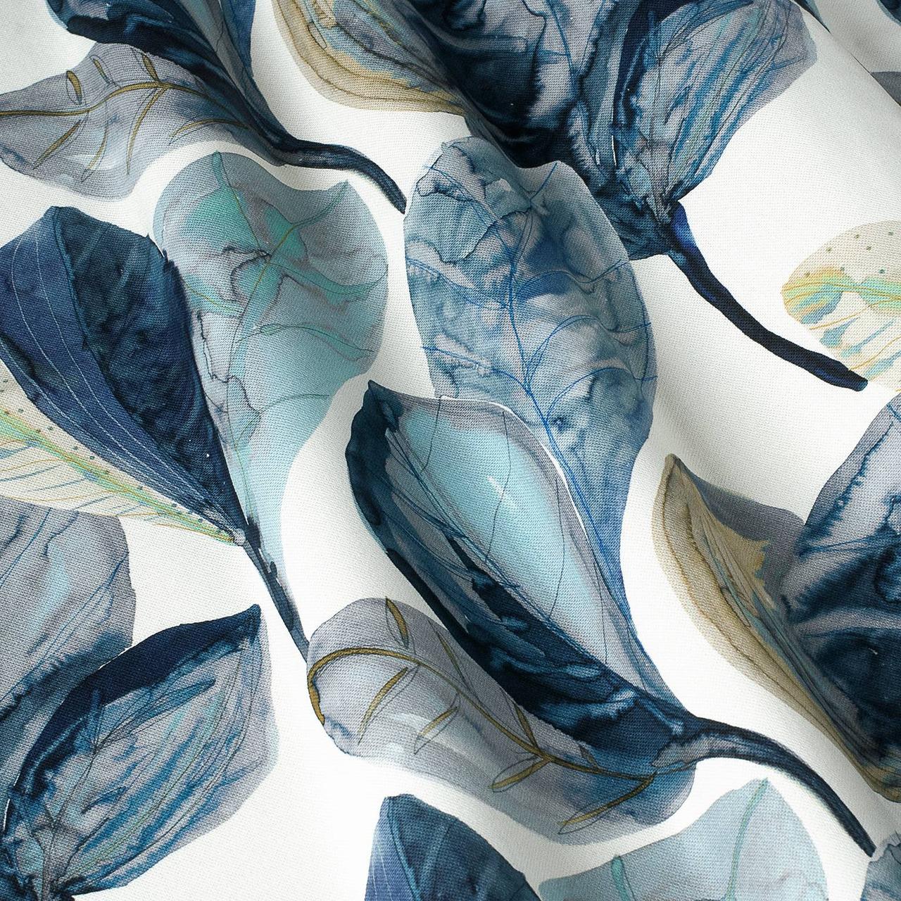 Декоративна тканина синє листя крупне акварель Іспанія 280см 88093v3, фото 1