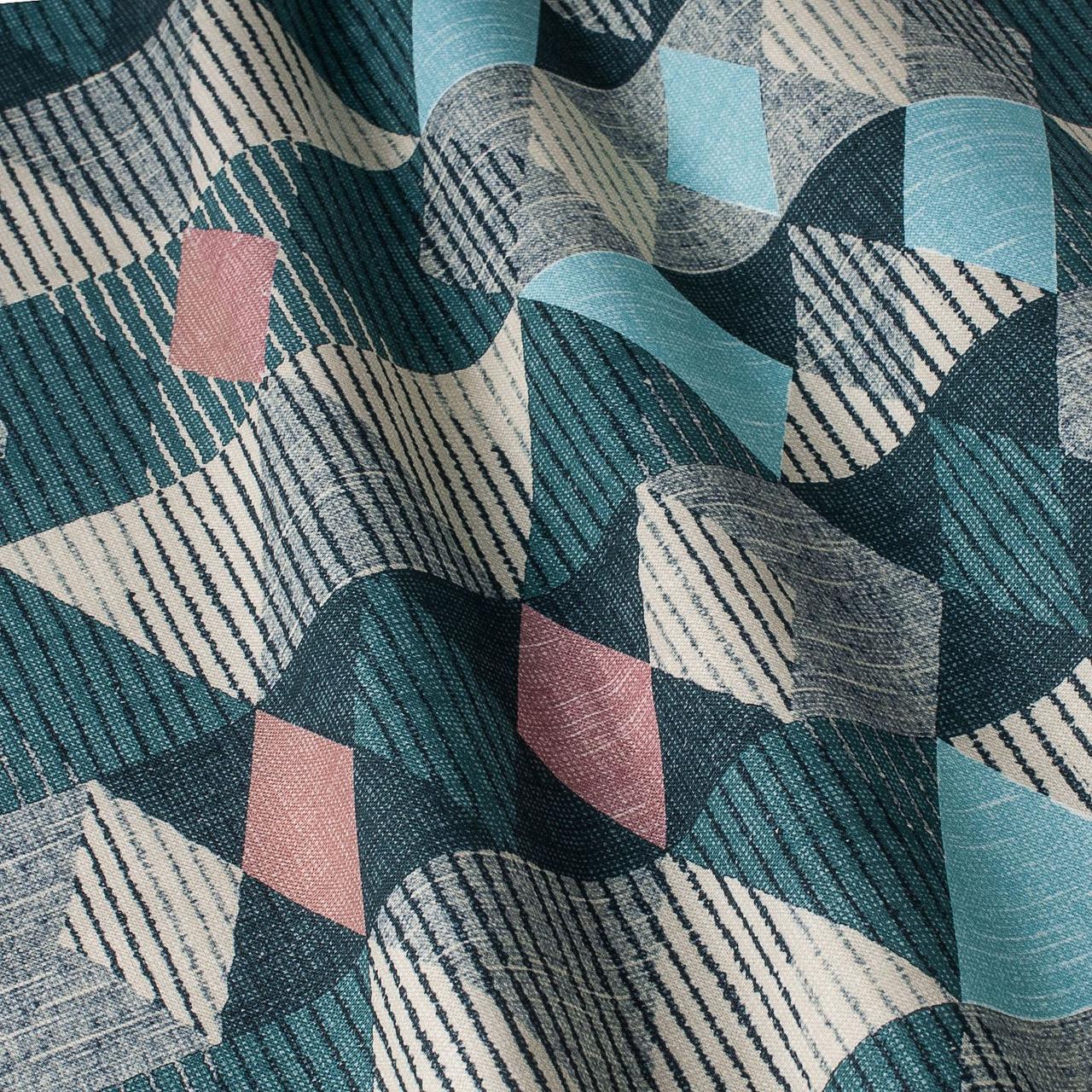 Декоративна тканина сірі, блакитні та сині ромби Іспанія 87890v3, фото 1